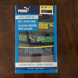 Puma Boys' 4-Pack Boxer Briefs - Black with Green, Yellow & Blue Accents